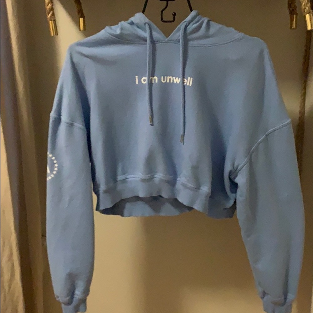 Call Her Daddy I am Unwell cropped blue sweatshirt